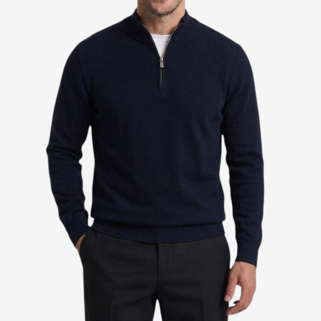 Jorvalore | Men's Thick Knit Quarter Zip Jumper with High Neck