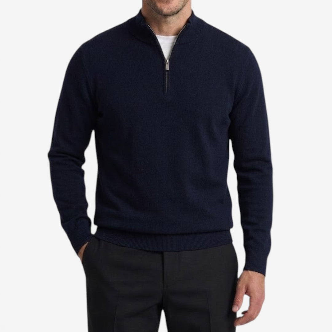 Jorvalore | Men's Thick Knit Quarter Zip Jumper with High Neck