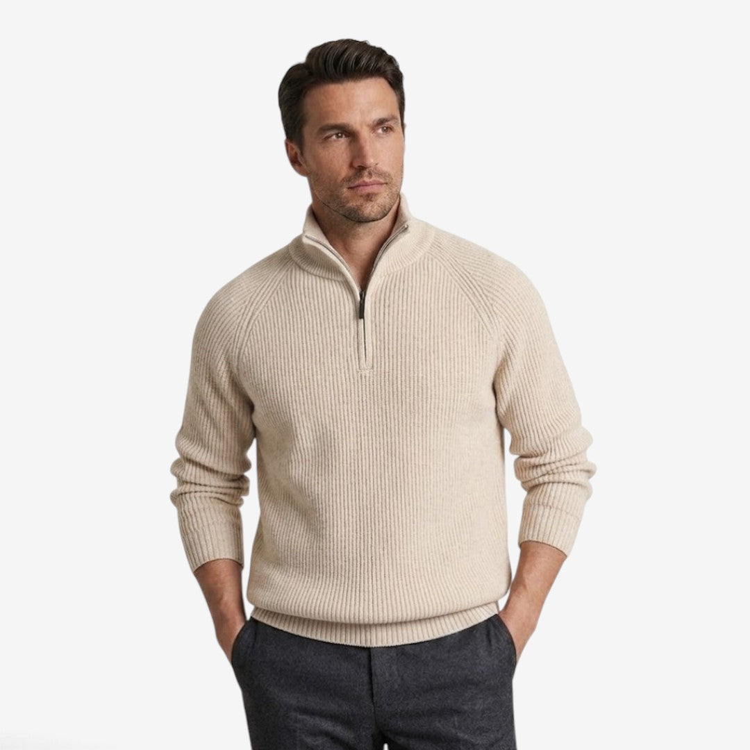 Jorvalore | Men's Thick Quarter Zip Knit Jumper for Autumn & Winter