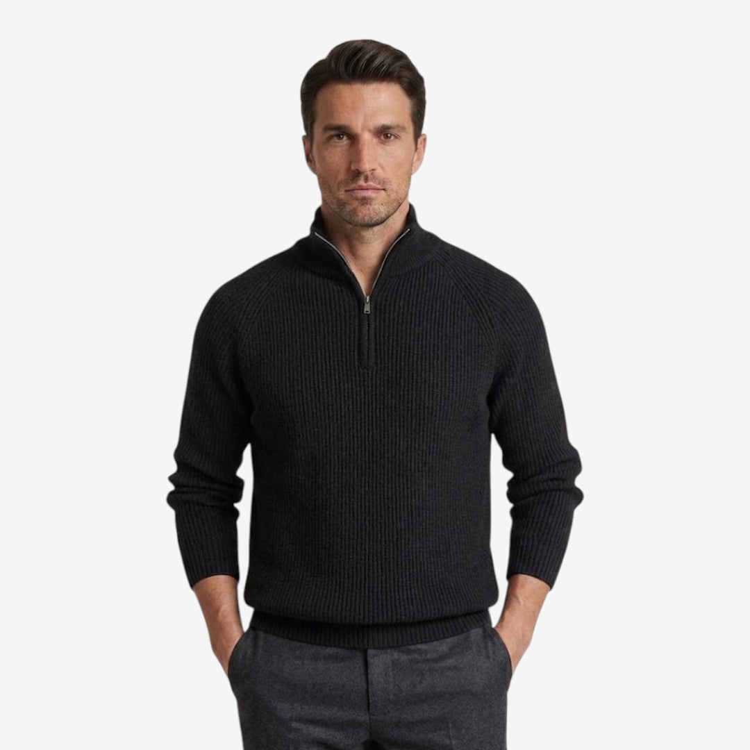 Jorvalore | Men's Thick Quarter Zip Knit Jumper for Autumn & Winter