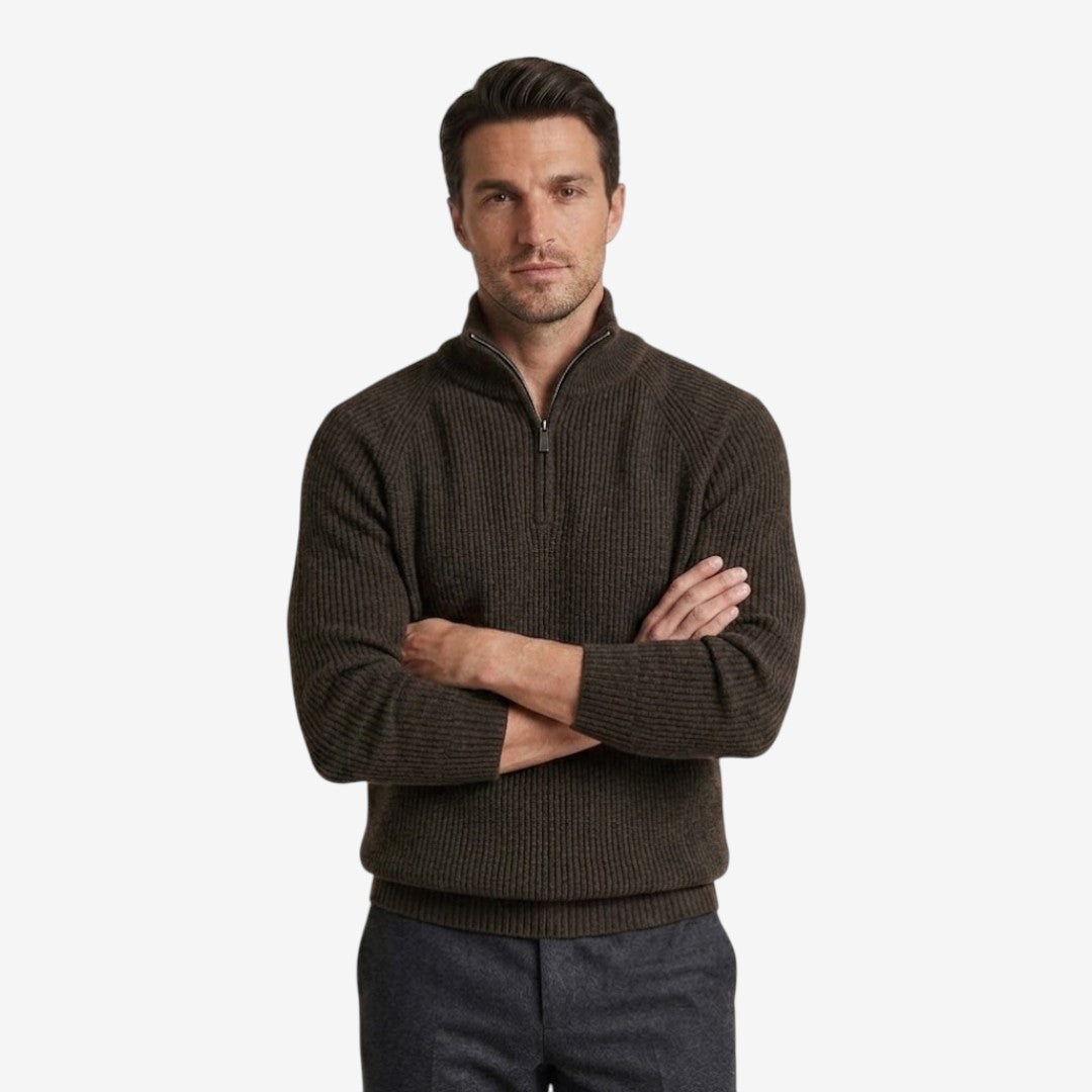 Jorvalore | Men's Thick Quarter Zip Knit Jumper for Autumn & Winter