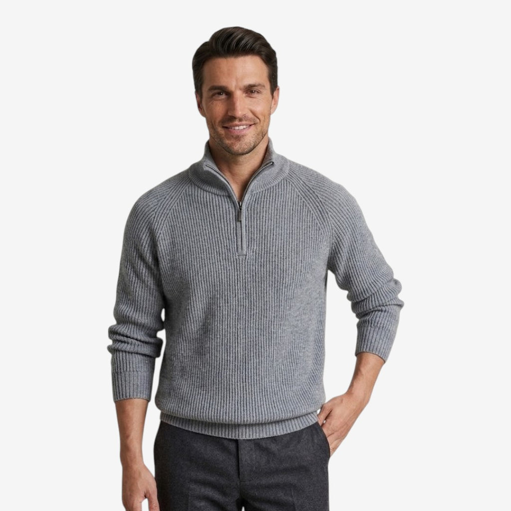 Jorvalore | Men's Thick Quarter Zip Knit Jumper for Autumn & Winter