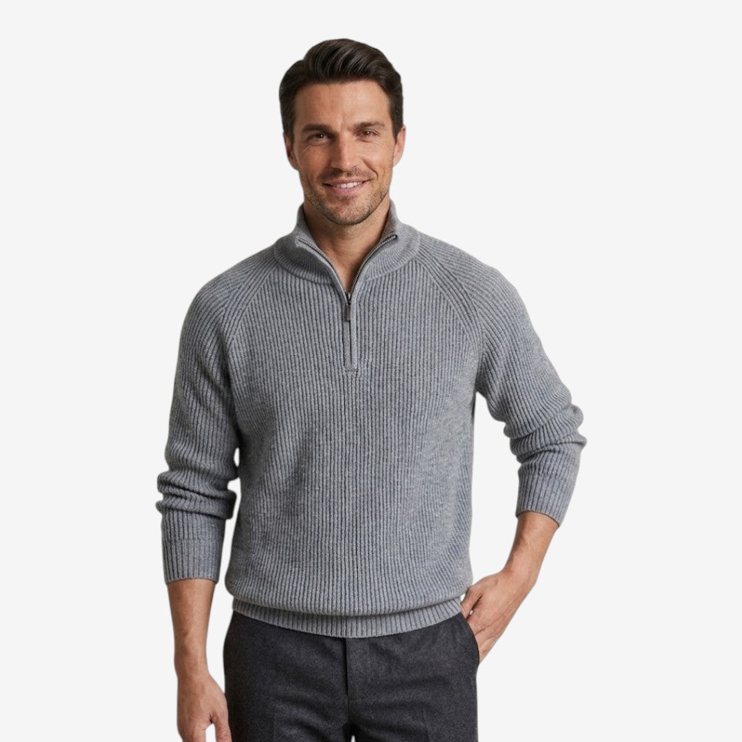 Jorvalore | Men's Thick Quarter Zip Knit Jumper for Autumn & Winter