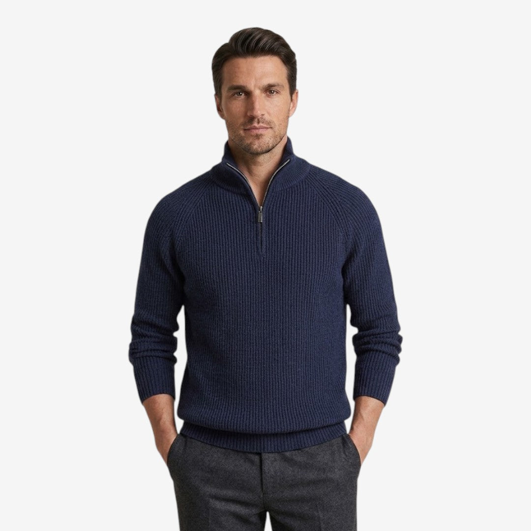 Jorvalore | Men's Thick Quarter Zip Knit Jumper for Autumn & Winter
