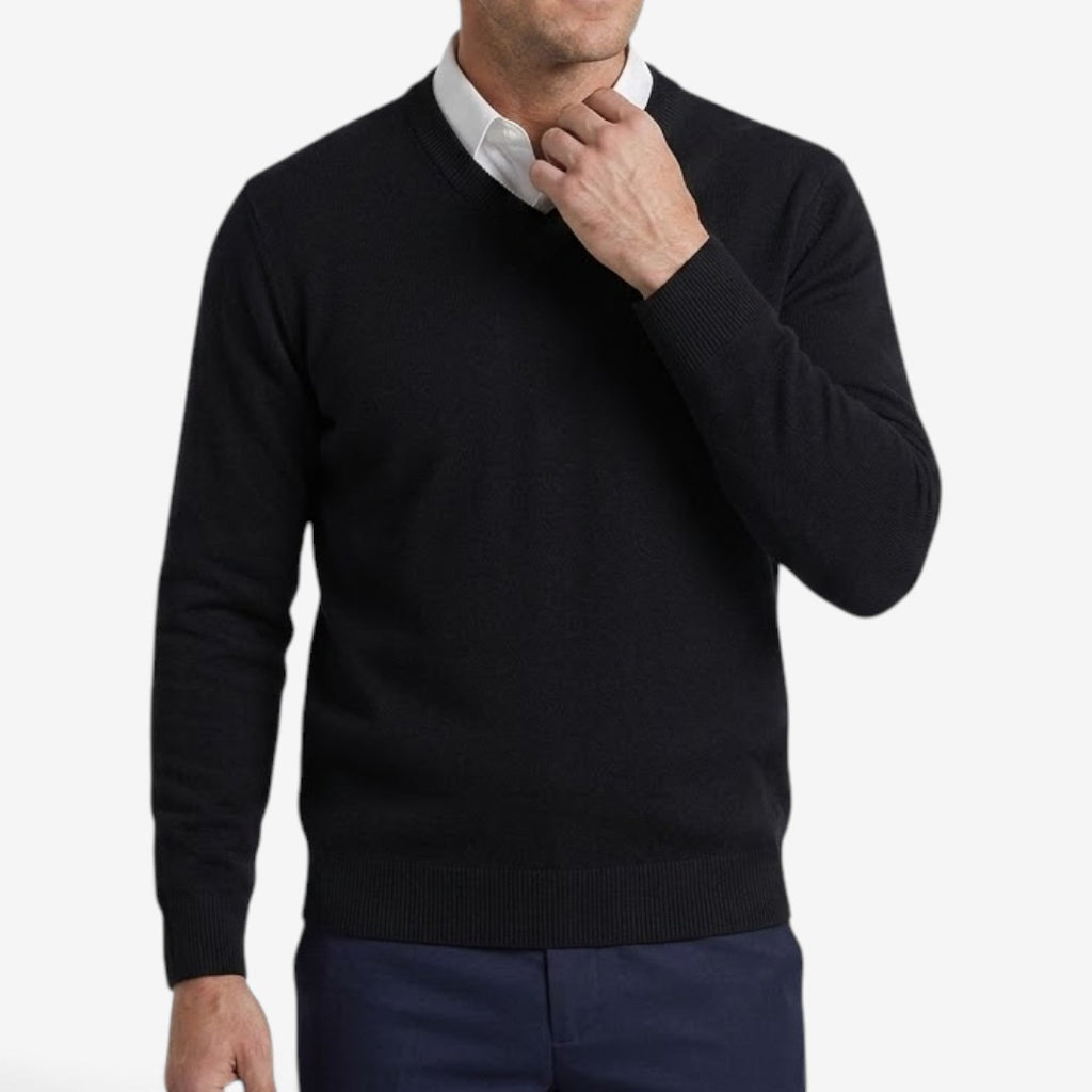 Jorvalore | Men's Thick V-Neck Knit Jumper for Winter