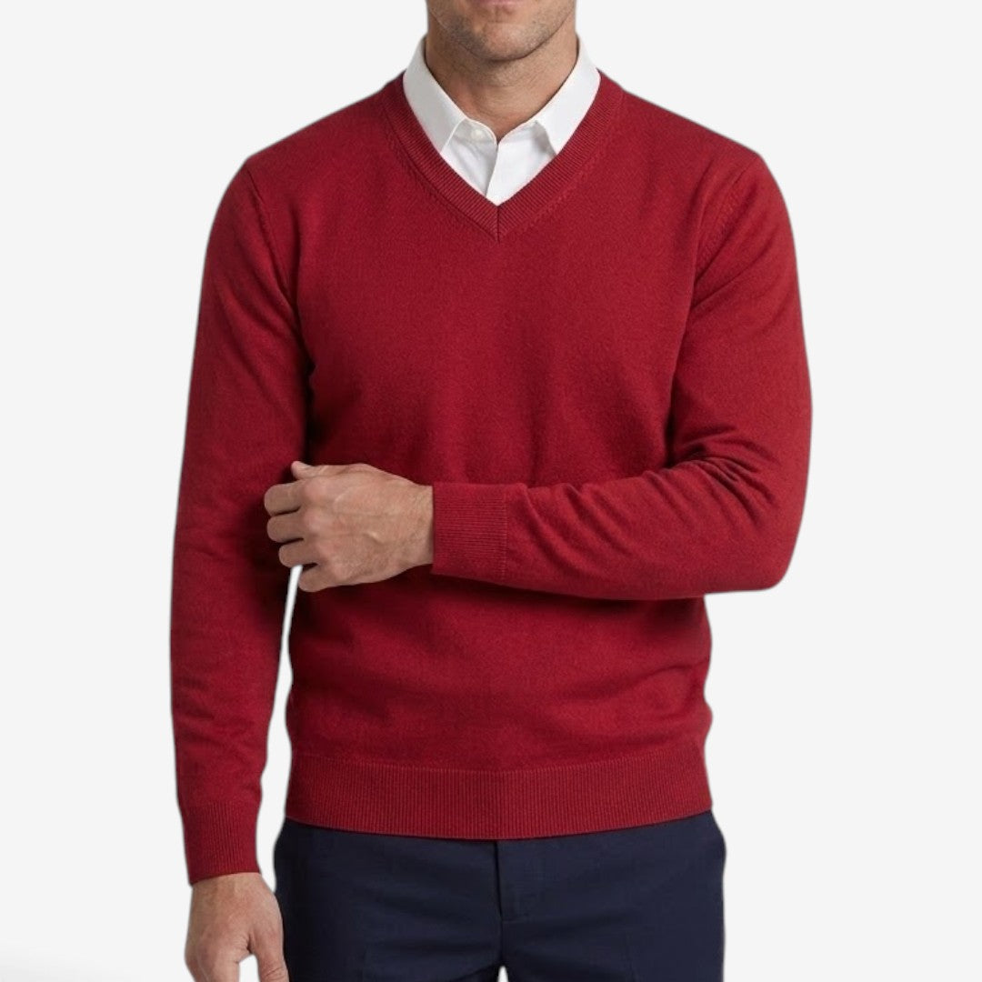 Jorvalore | Men's Thick V-Neck Knit Jumper for Winter