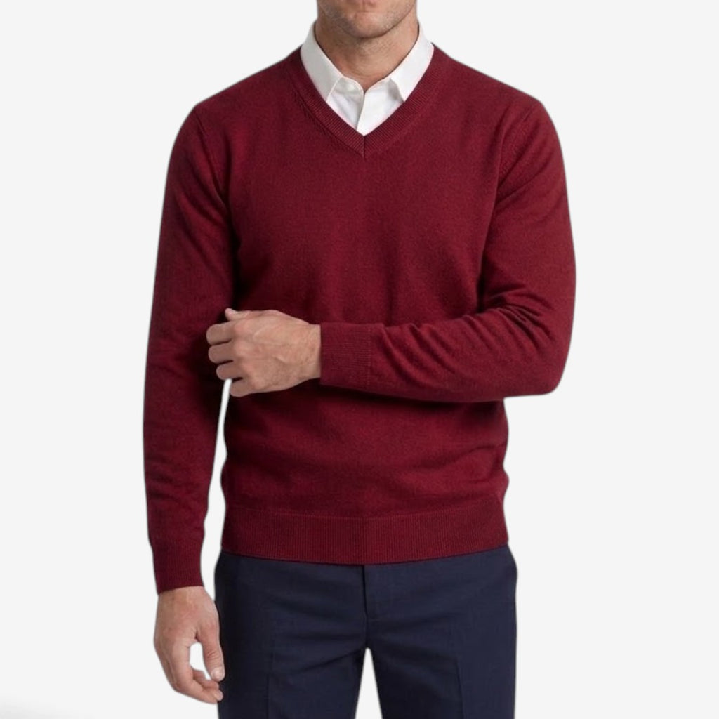 Jorvalore | Men's Thick V-Neck Knit Jumper for Winter