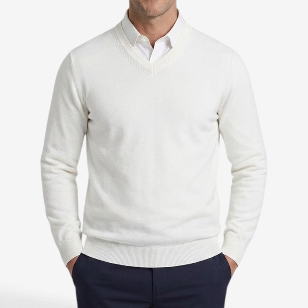 Jorvalore | Men's Thick V-Neck Knit Jumper for Winter