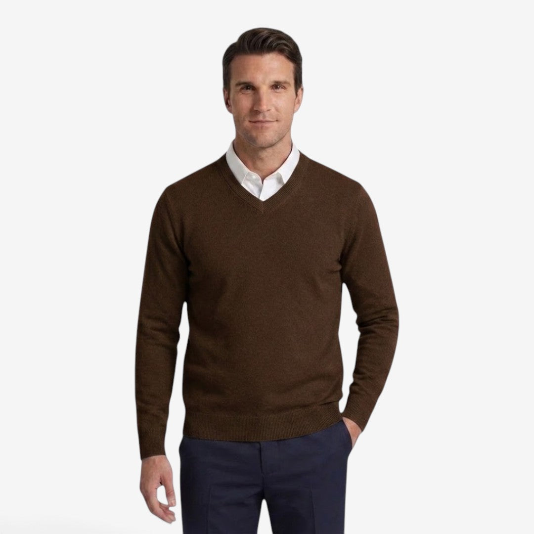 Jorvalore | Men's Thick V-Neck Knit Jumper for Winter