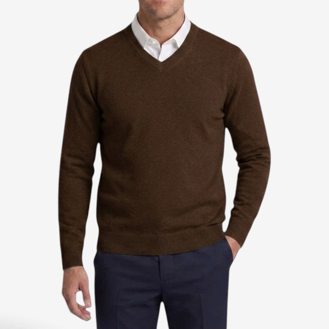 Jorvalore | Men's Thick V-Neck Knit Jumper for Winter