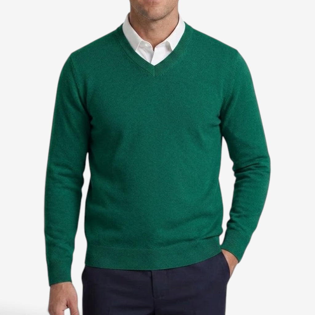 Jorvalore | Men's Thick V-Neck Knit Jumper for Winter