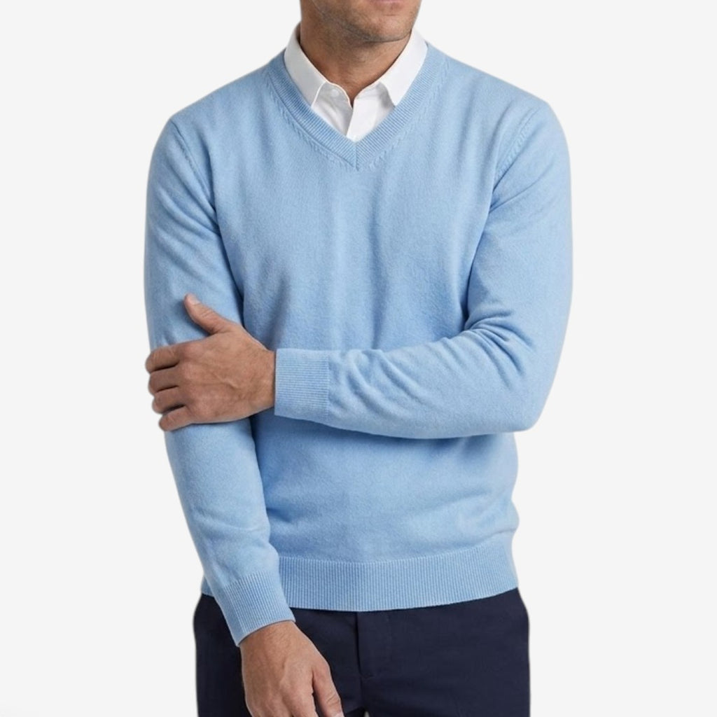 Jorvalore | Men's Thick V-Neck Knit Jumper for Winter