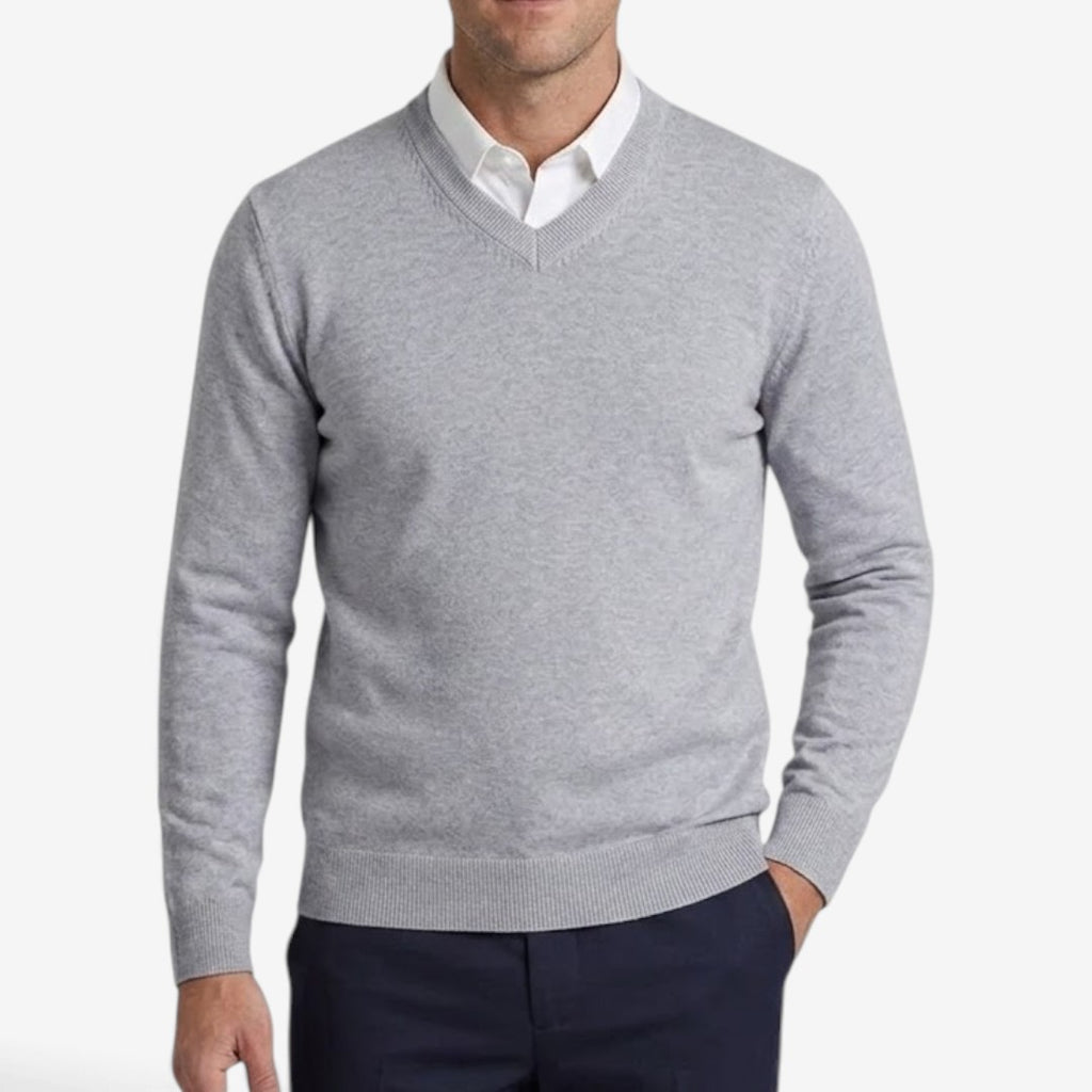 Jorvalore | Men's Thick V-Neck Knit Jumper for Winter