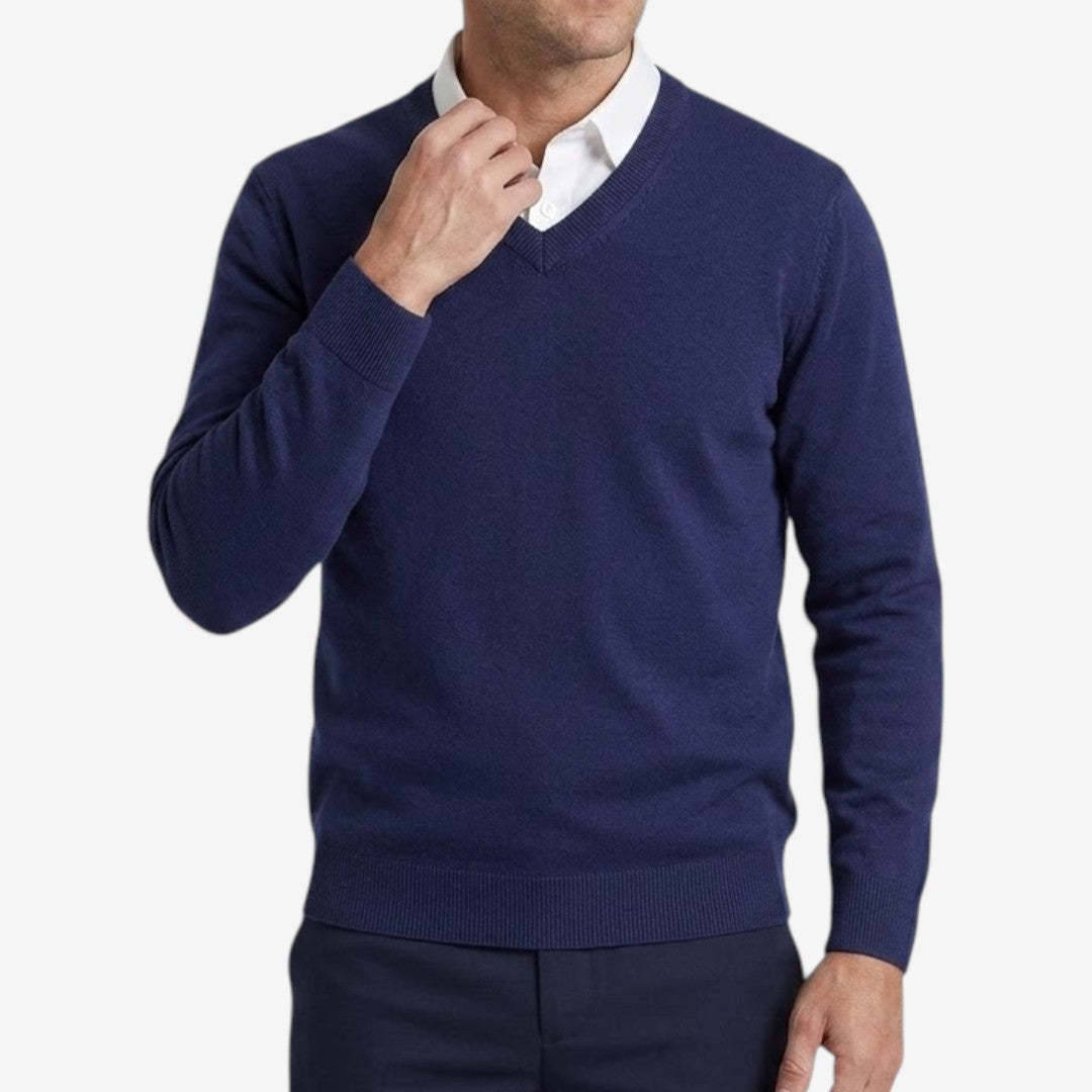 Jorvalore | Men's Thick V-Neck Knit Jumper for Winter