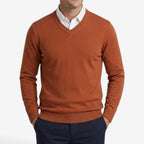 Jorvalore | Men's Thick V-Neck Knit Jumper for Winter
