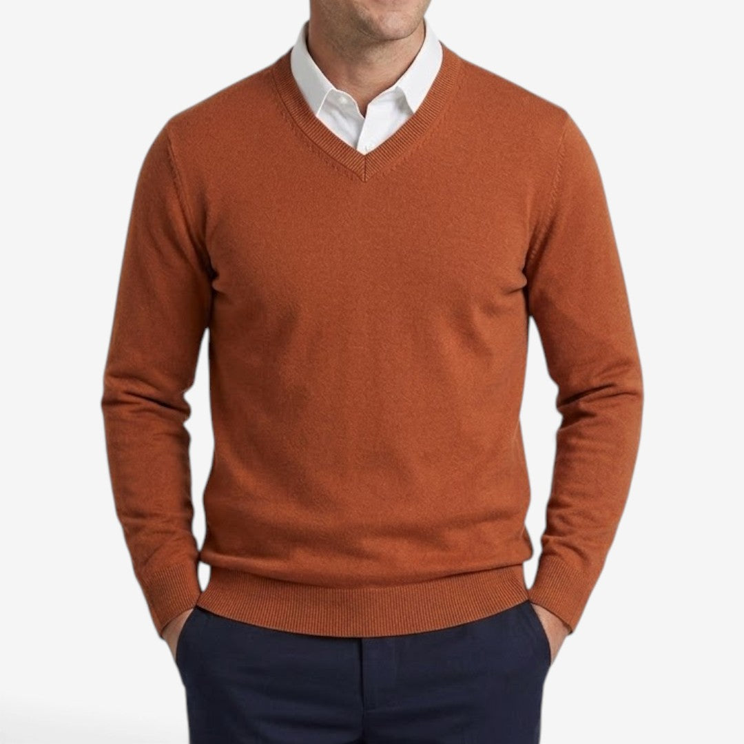 Jorvalore | Men's Thick V-Neck Knit Jumper for Winter