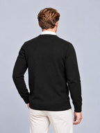 Jorvalore | Men’s V-Neck Knit Jumper – Textured Long Sleeve Knitwear
