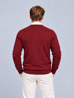 Jorvalore | Men’s V-Neck Knit Jumper – Textured Long Sleeve Knitwear