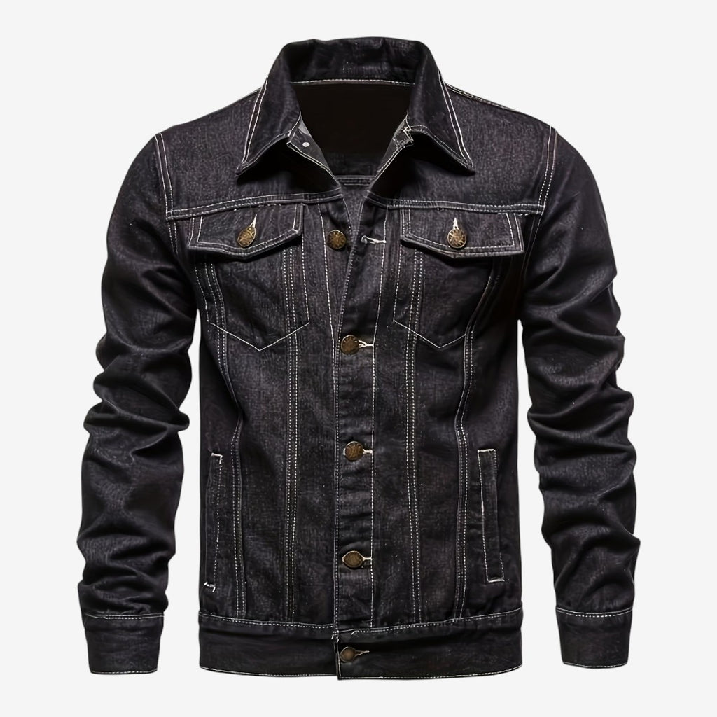 Jorvalore | Men’s Vintage Denim Jacket Slim Fit Classic Lapel