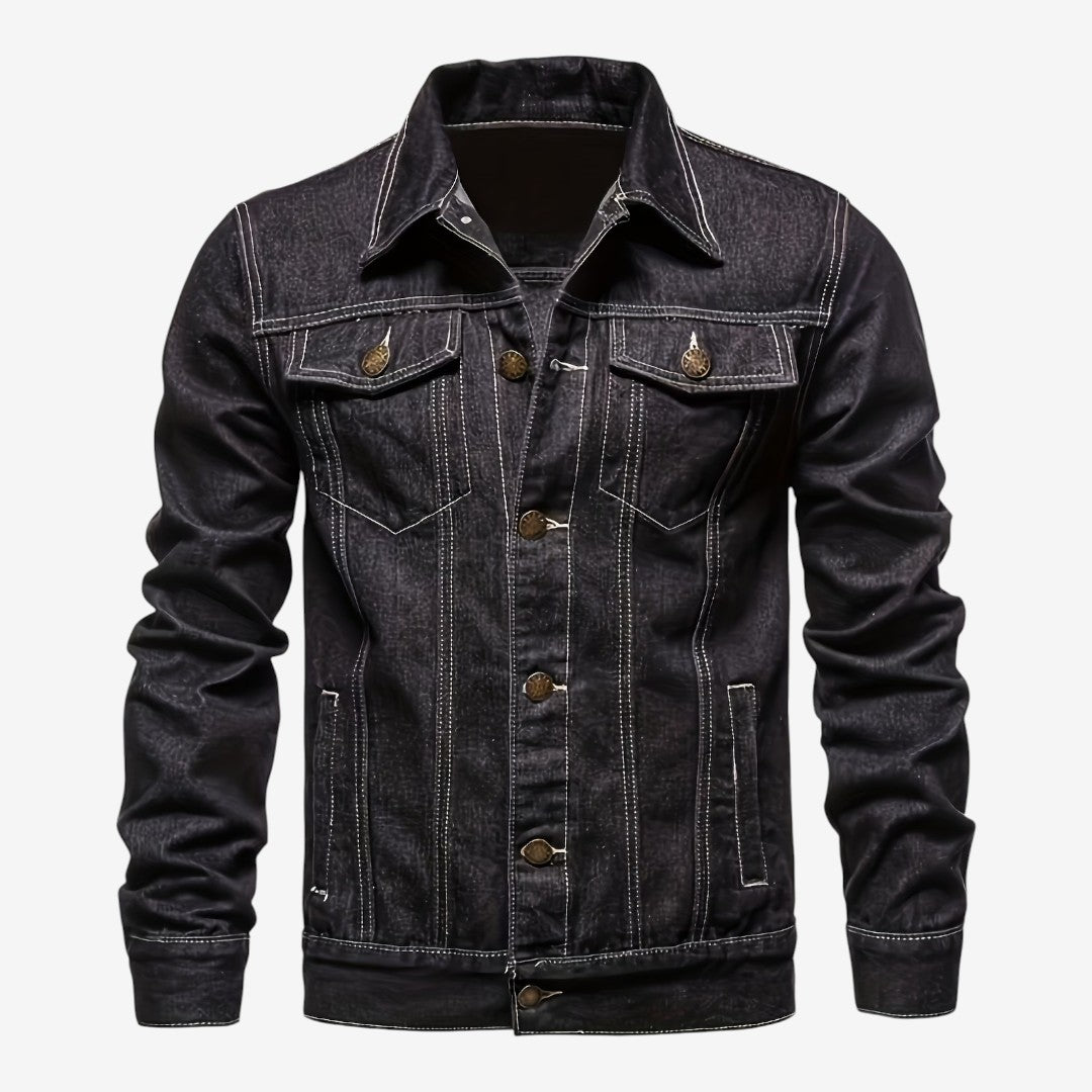 Jorvalore | Men’s Vintage Denim Jacket Slim Fit Classic Lapel