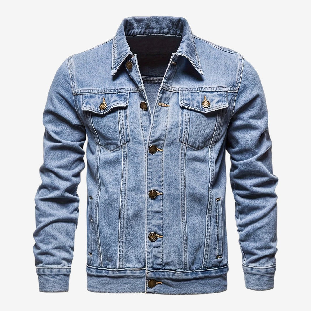 Jorvalore | Men’s Vintage Denim Jacket Slim Fit Classic Lapel