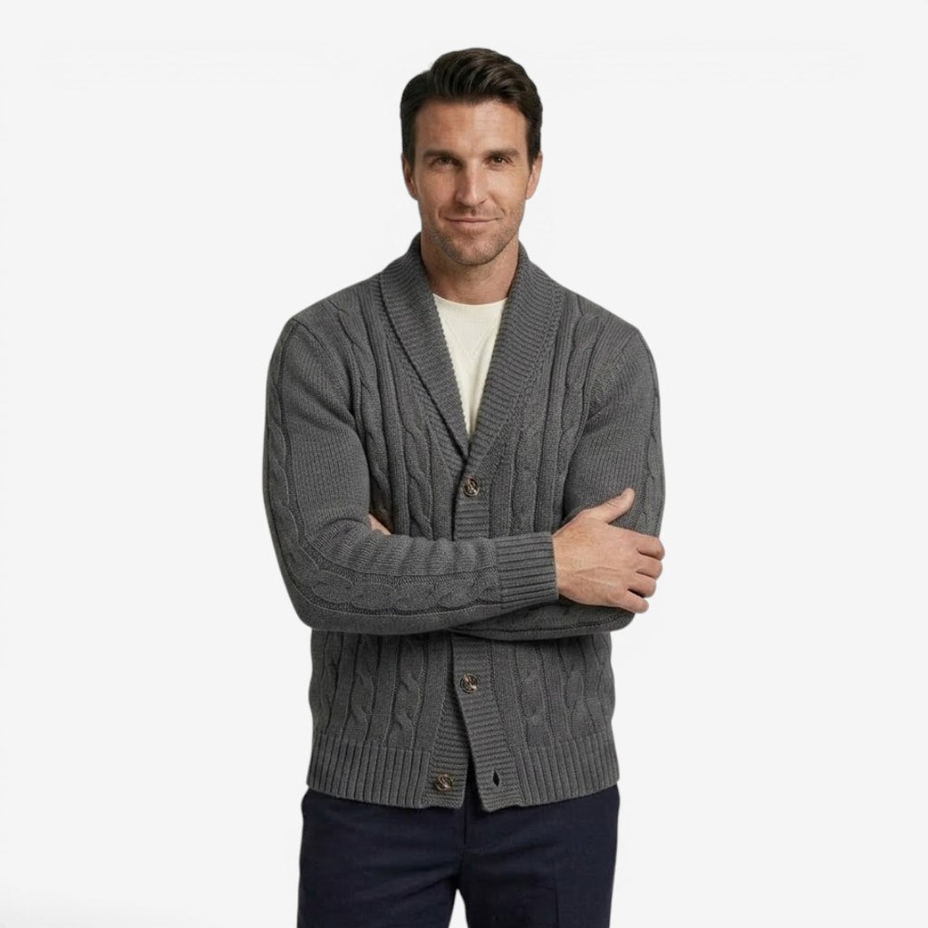 Jorvalore | Men's Warm Cable Knit Cardigan for Autumn & Winter