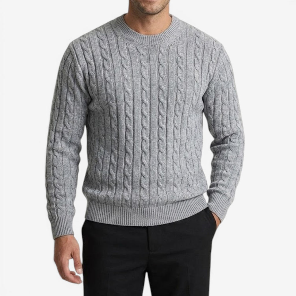 Jorvalore | Men's Warm Cable Knit Crew Neck Jumper