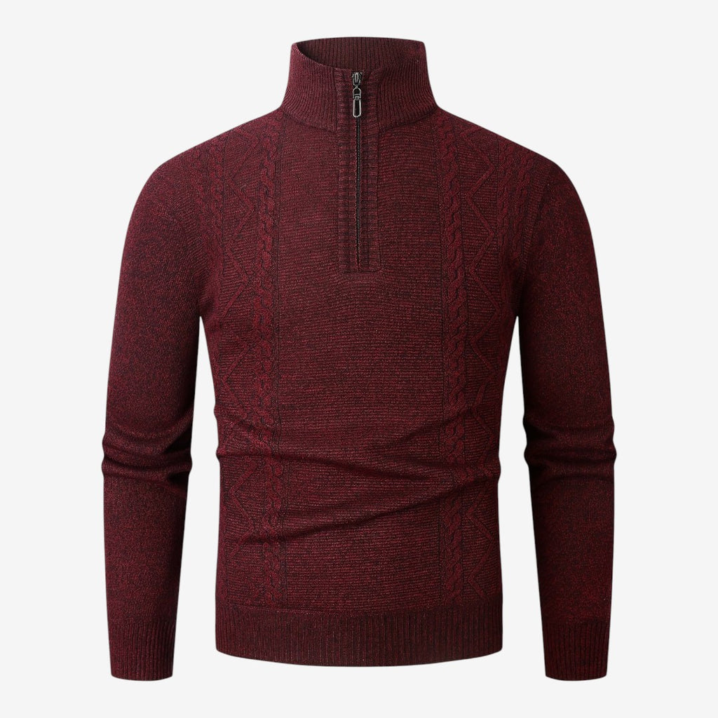 Jorvalore | Men's Warm Quarter Zip Jacquard Jumper Classic Knit