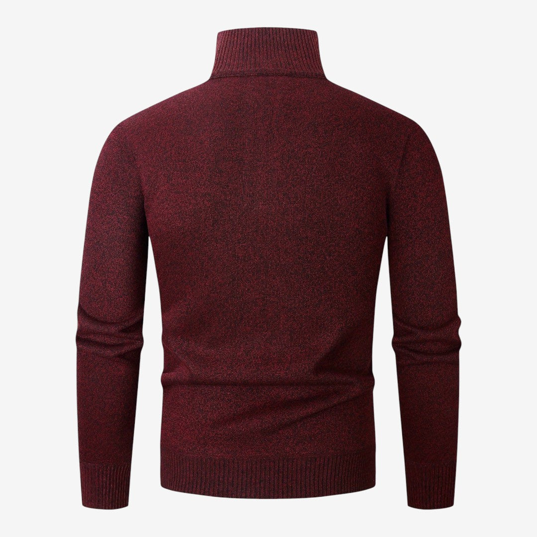 Jorvalore | Men's Warm Quarter Zip Jacquard Jumper Classic Knit