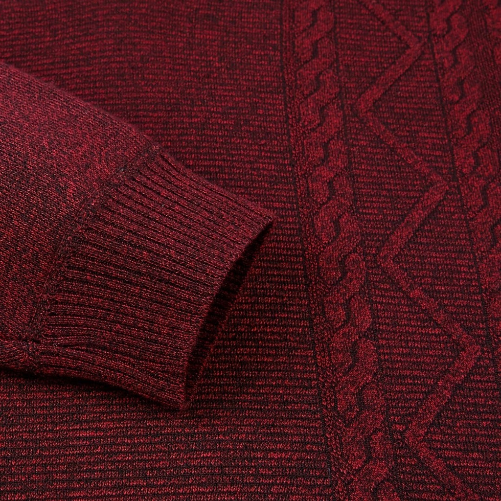 Jorvalore | Men's Warm Quarter Zip Jacquard Jumper Classic Knit
