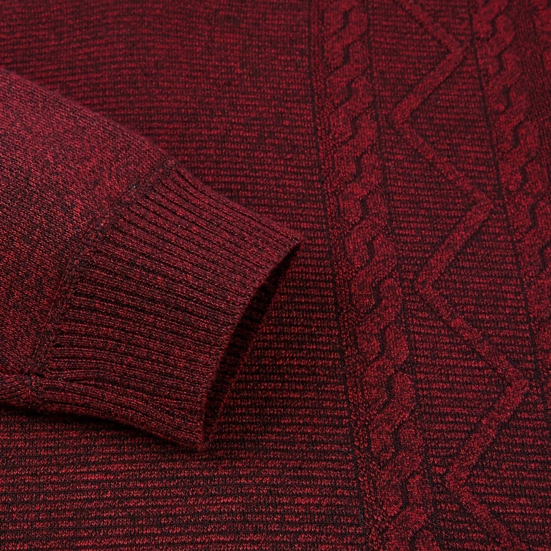 Jorvalore | Men's Warm Quarter Zip Jacquard Jumper Classic Knit