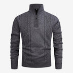 Jorvalore | Men's Warm Quarter Zip Jacquard Jumper Classic Knit