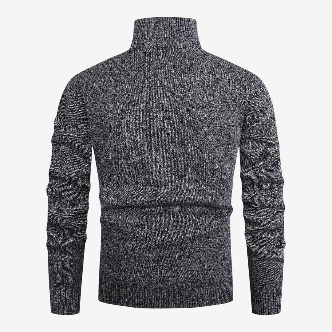 Jorvalore | Men's Warm Quarter Zip Jacquard Jumper Classic Knit