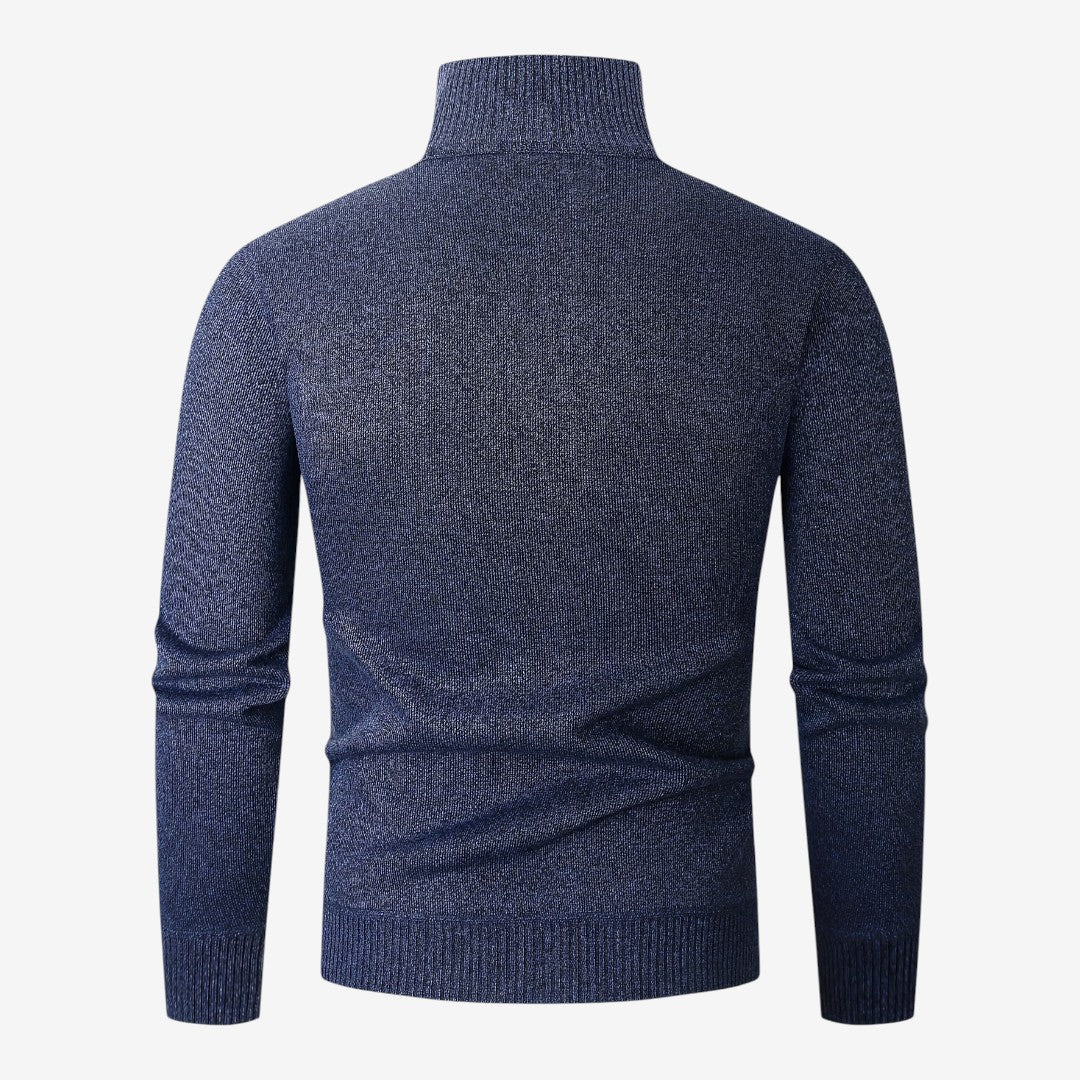 Jorvalore | Men's Warm Quarter Zip Jacquard Jumper Classic Knit