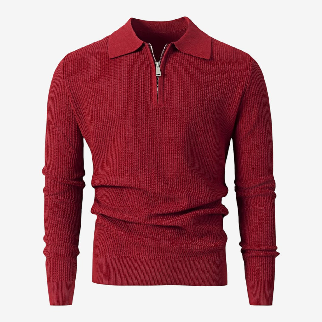 Jorvalore | Men's Warm Quarter Zip Knit Jumper with Stretch Comfort