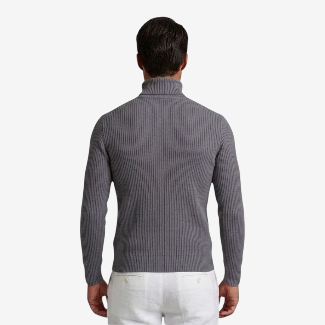 Jorvalore | Men's Warm Ribbed Knit Roll-Neck Jumper Slim Fit