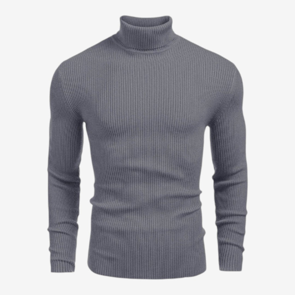 Jorvalore | Men's Warm Ribbed Knit Roll-Neck Jumper Slim Fit