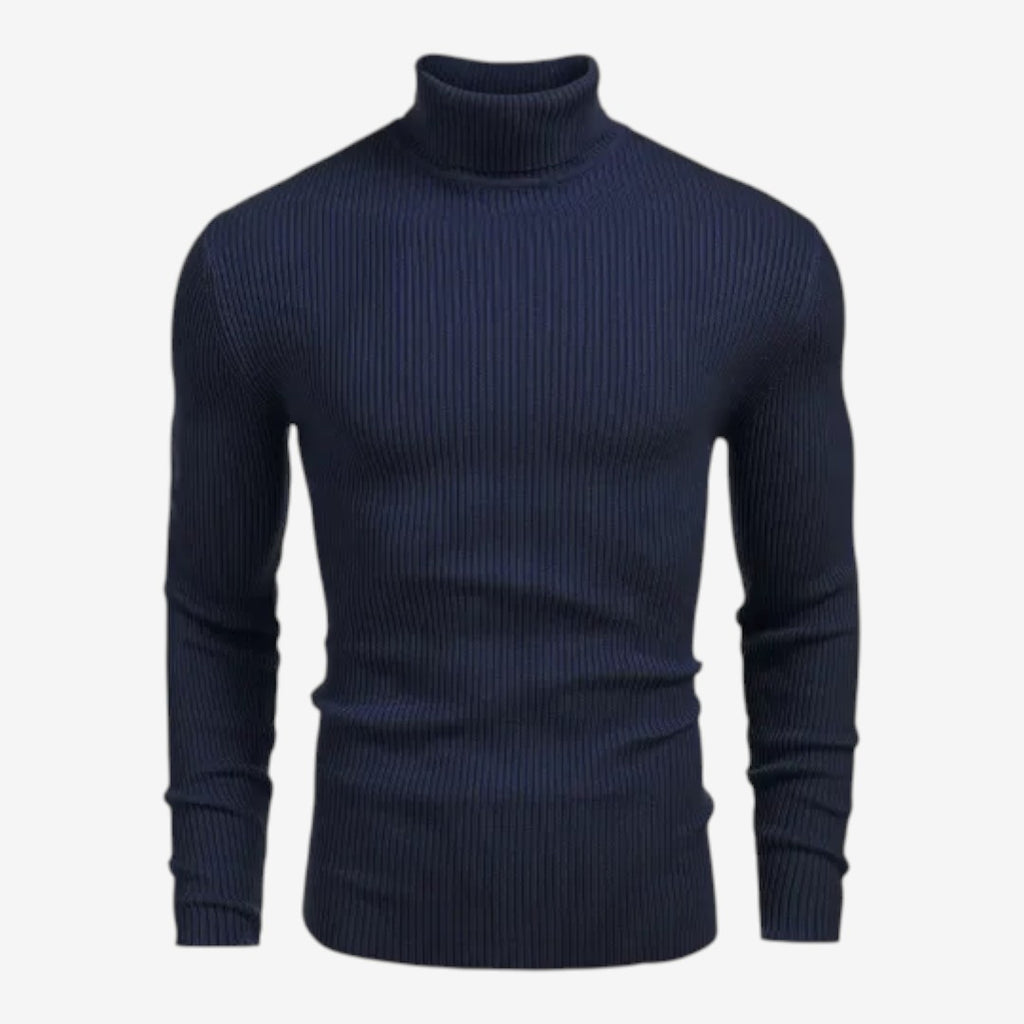 Jorvalore | Men's Warm Ribbed Knit Roll-Neck Jumper Slim Fit