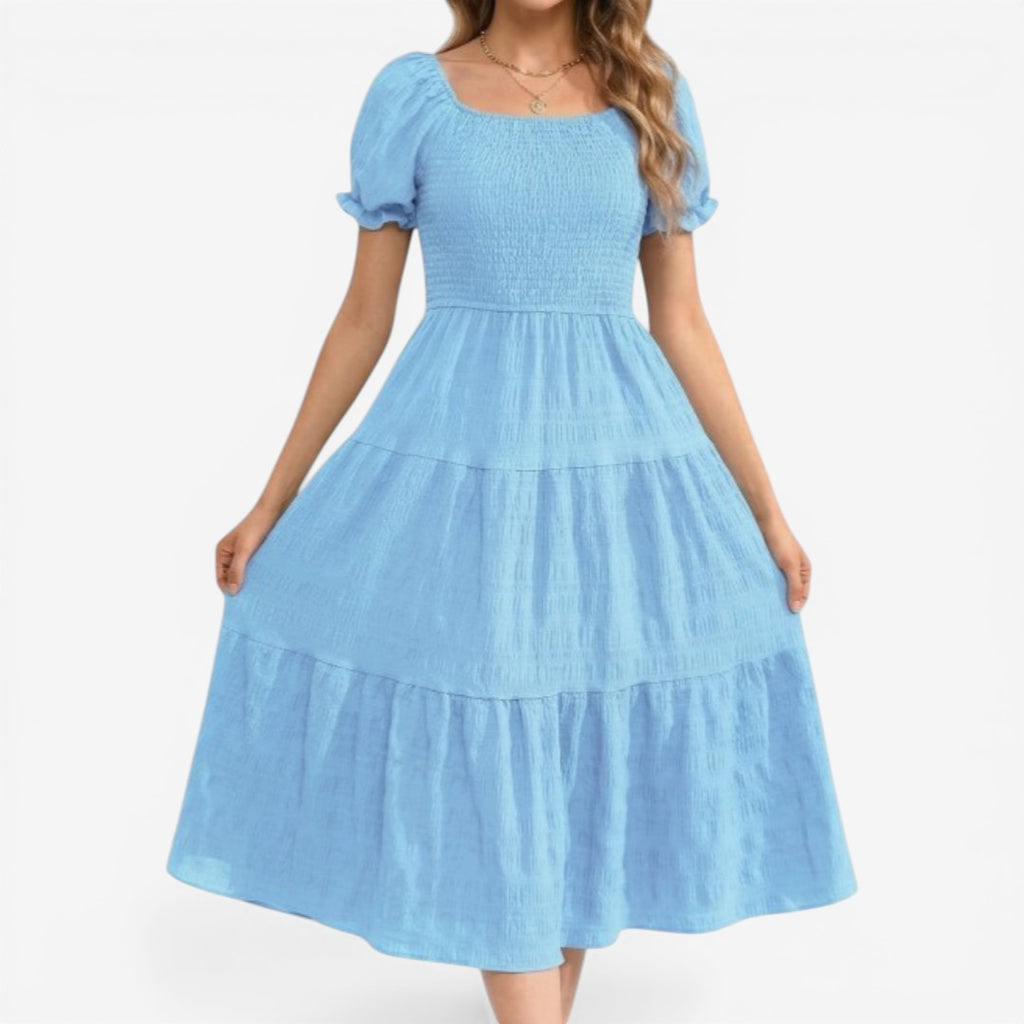 Jorvalore | Women’s Modest Puff Sleeve Maxi Dress Lightweight Summer