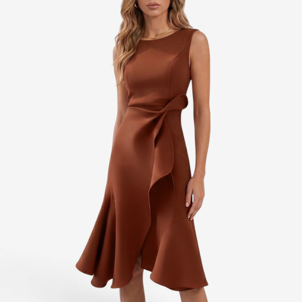 Jorvalore | Women's Sleeveless Draped Midi Dress for Summer Events