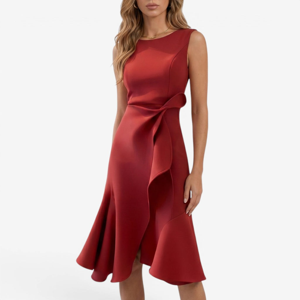 Jorvalore | Women's Sleeveless Draped Midi Dress for Summer Events