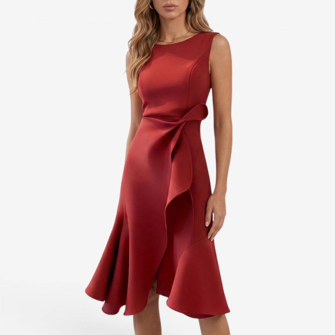 Jorvalore | Women's Sleeveless Draped Midi Dress for Summer Events