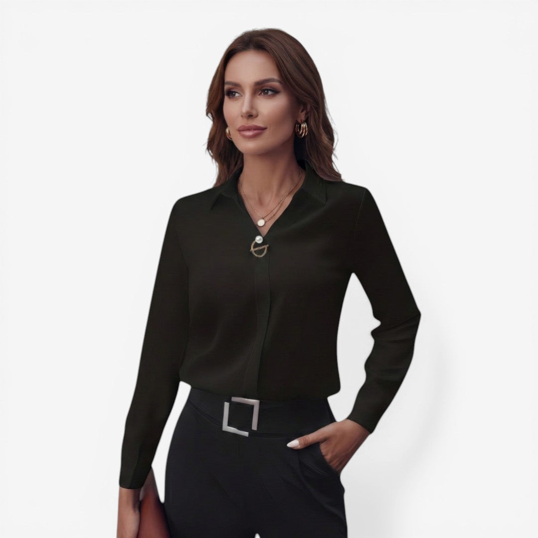 Jorvalore | Women’s Solid Color Dress Blouse for Office Wear