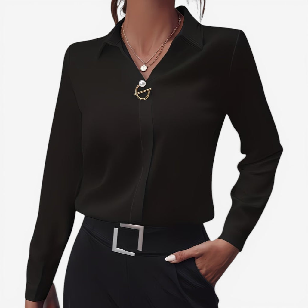 Jorvalore | Women’s Solid Color Dress Blouse for Office Wear