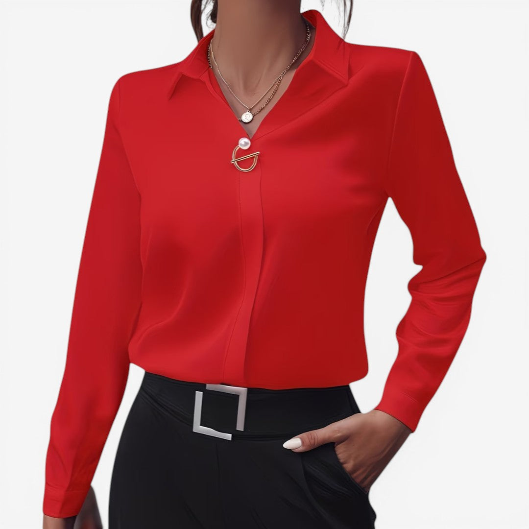 Jorvalore | Women’s Solid Color Dress Blouse for Office Wear