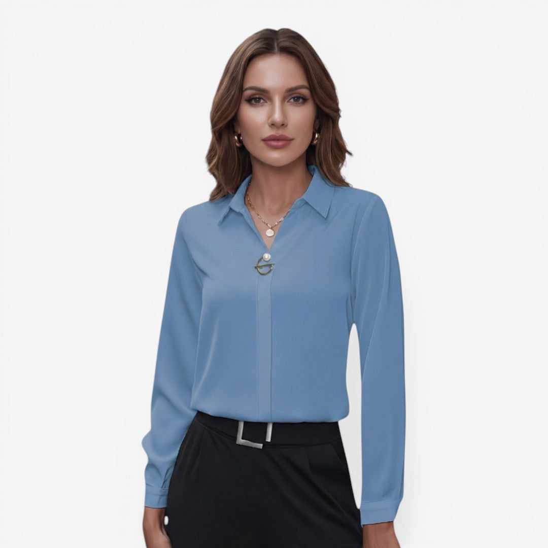 Jorvalore | Women’s Solid Color Dress Blouse for Office Wear