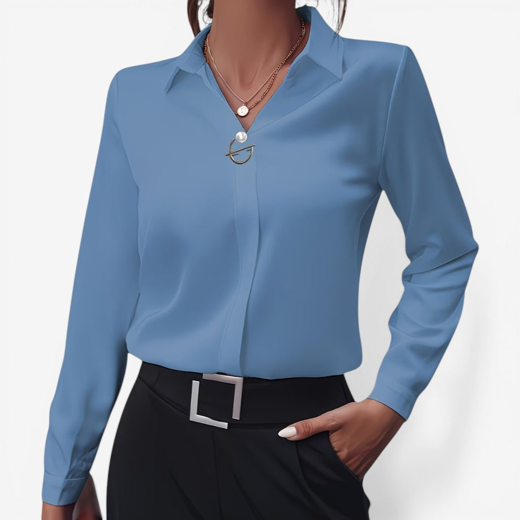 Jorvalore | Women’s Solid Color Dress Blouse for Office Wear