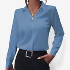 Jorvalore | Women’s Solid Color Dress Blouse for Office Wear
