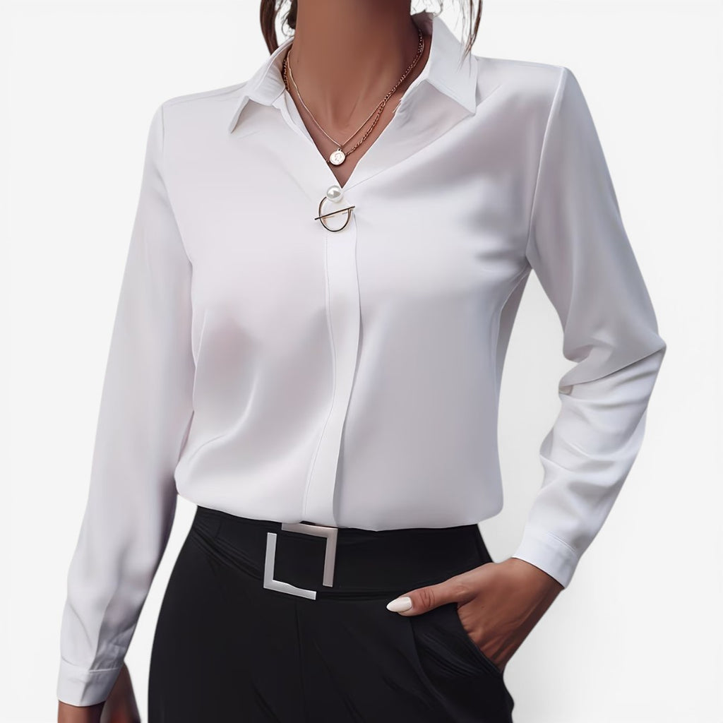 Jorvalore | Women’s Solid Color Dress Blouse for Office Wear
