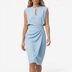 Jorvalore | Women's Summer Midi Cocktail Dress with Ruched Waist